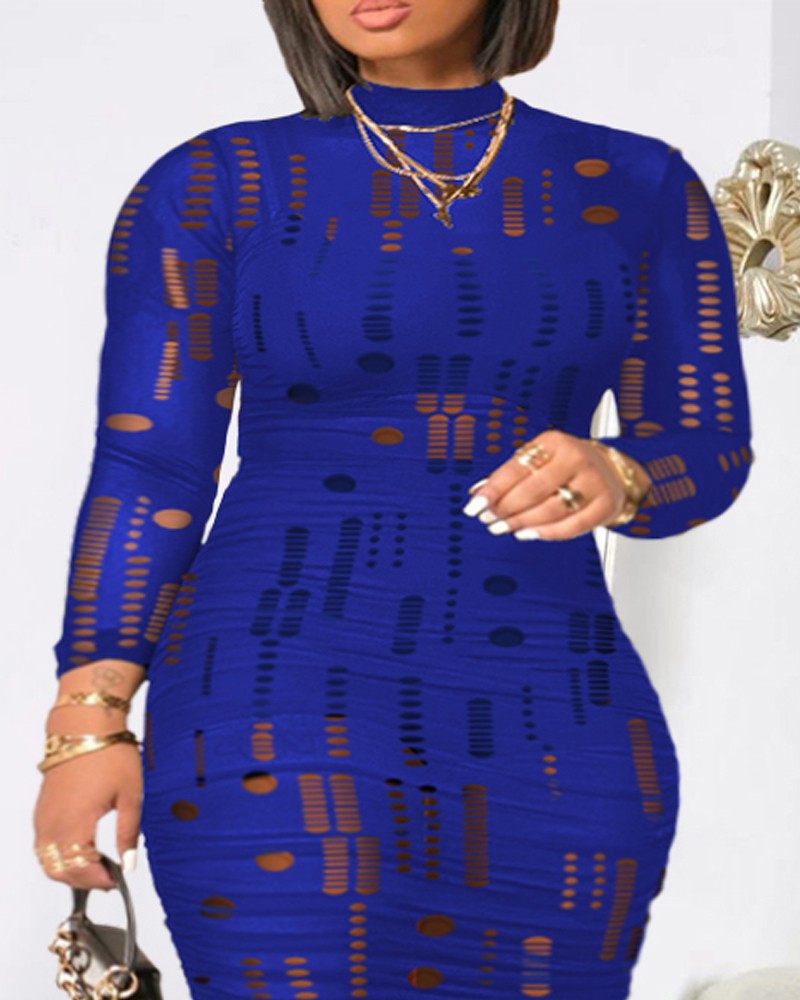 Plus Size 3PCS Crop Top & Shorts Set With Hollow Out Mesh Dress
