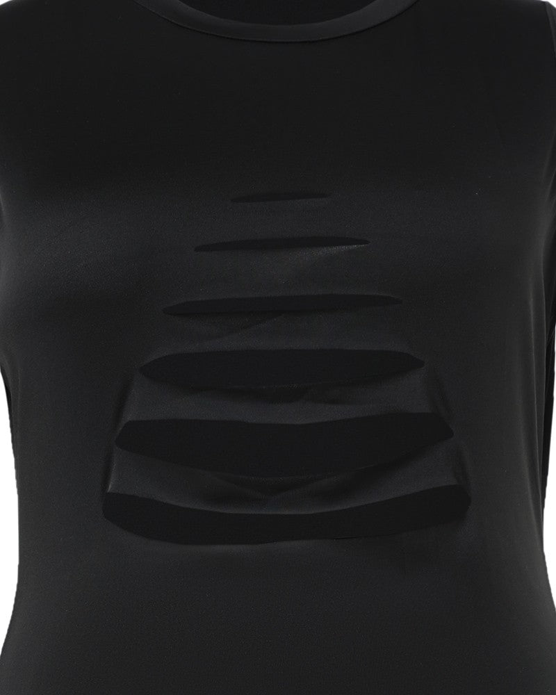 Plus Size Sleeveless Ladder Cutout Bodycon Dress