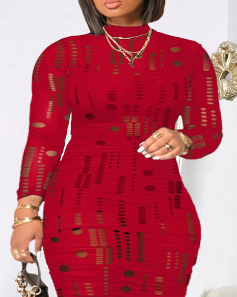 Plus Size 3PCS Crop Top & Shorts Set With Hollow Out Mesh Dress