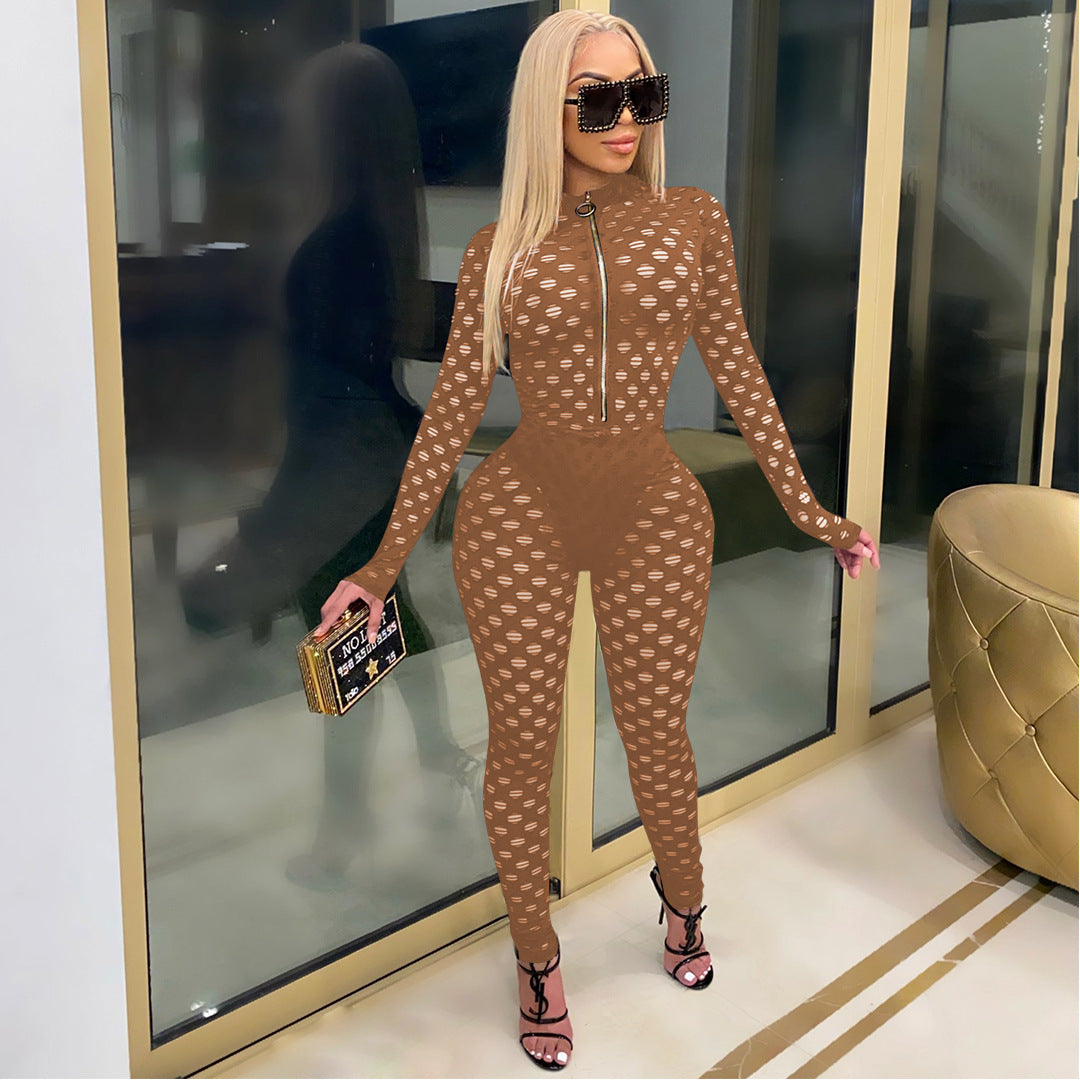 Fashion Sexy Hollow See Through Slim Fit Jumpsuit - Oh, That's Cute!