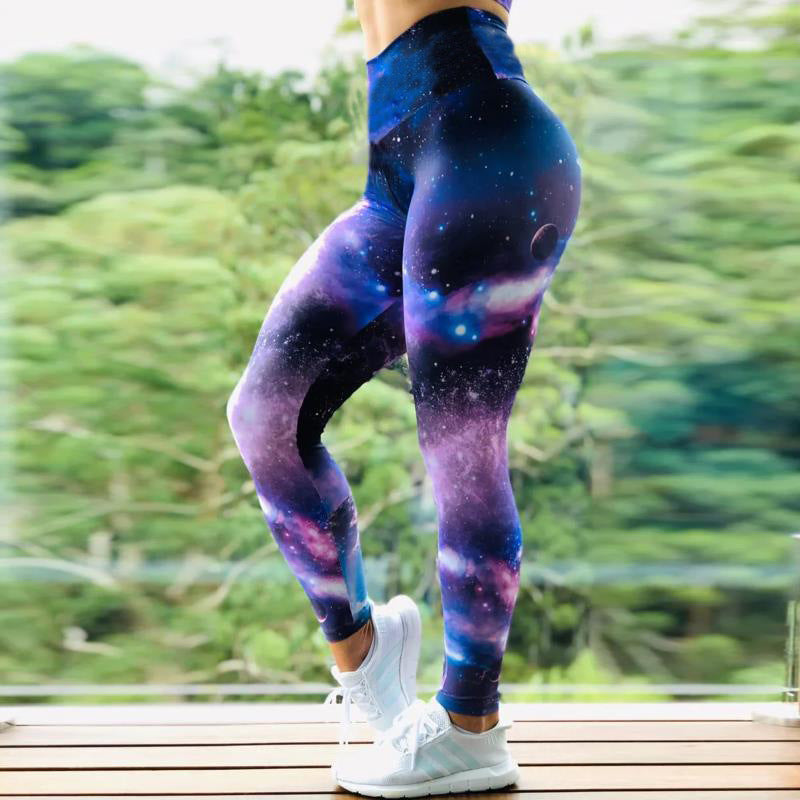 Fitness High Elastic Sports Leggings Training Abstract Ink Pattern High Waist Yoga Leggings - Oh, That's Cute!