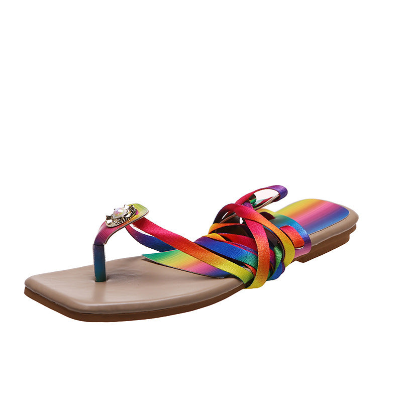 Women's Design Colorful Lace-up Flat Sandals - Oh, That's Cute!