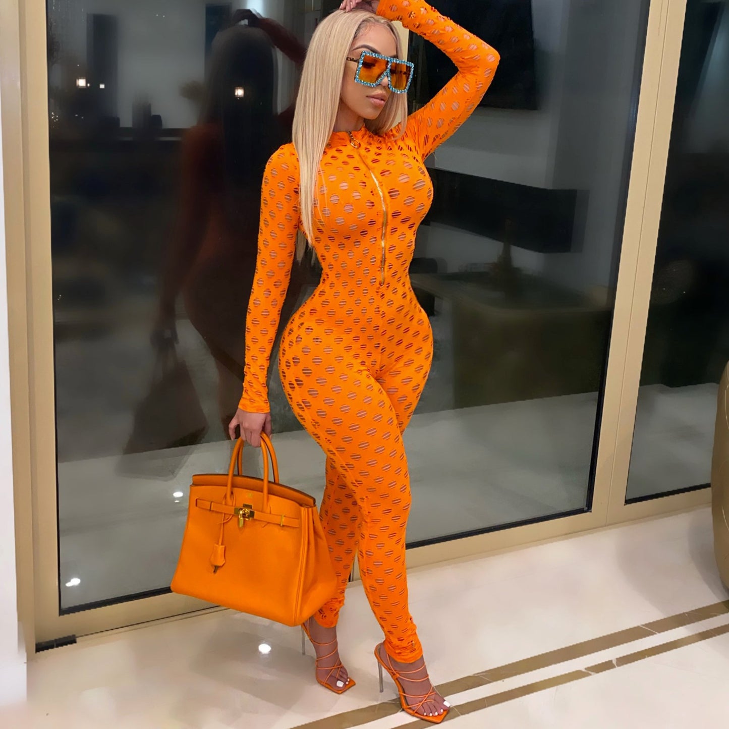 Fashion Sexy Hollow See Through Slim Fit Jumpsuit - Oh, That's Cute!
