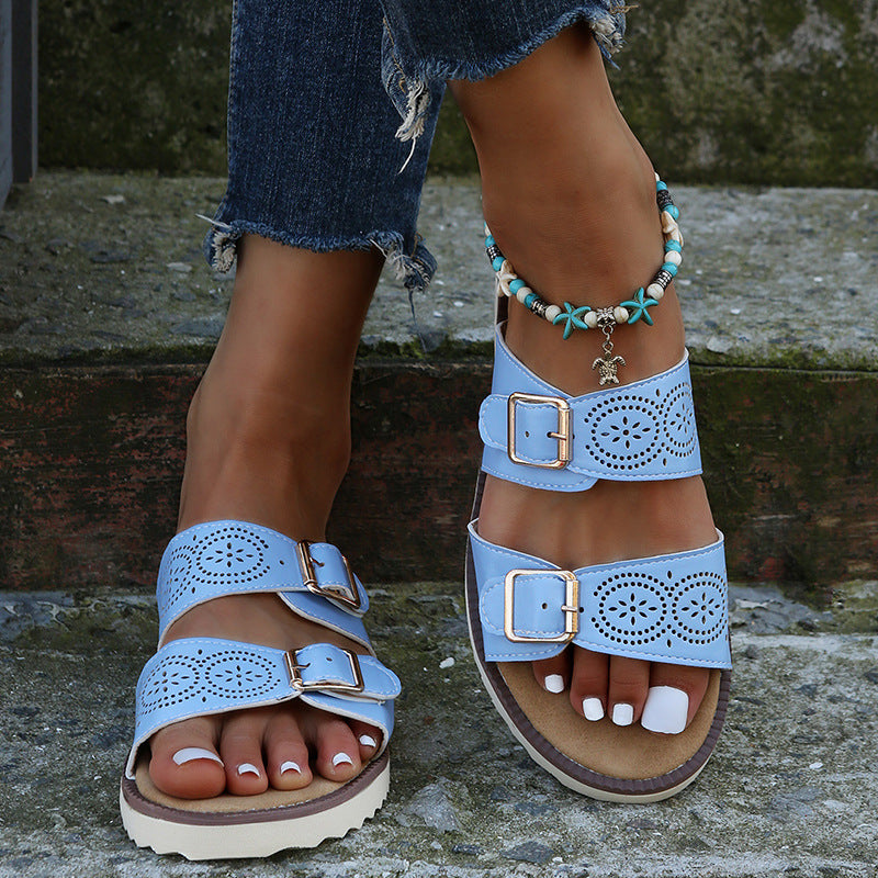 Women Slippers Adjustable Buckle Sandals Hollow Out Shoes Girl - Oh, That's Cute!