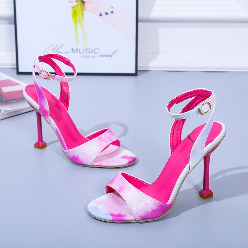 One-word Ankle Strap Toe Fashion Stiletto Heels