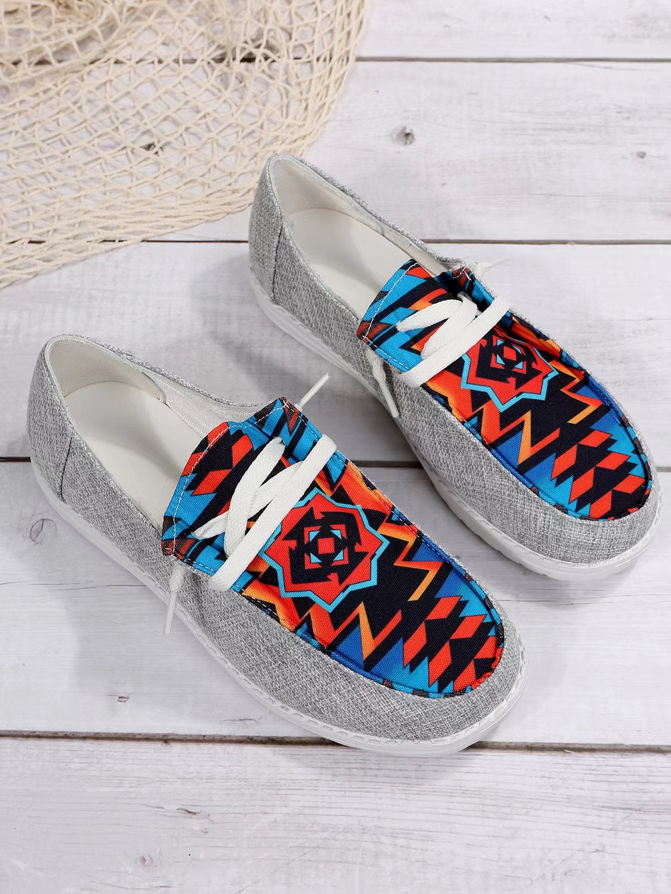 Canvas Shoes Patchwork Flats Shoes Running Walking Sneakers Women
