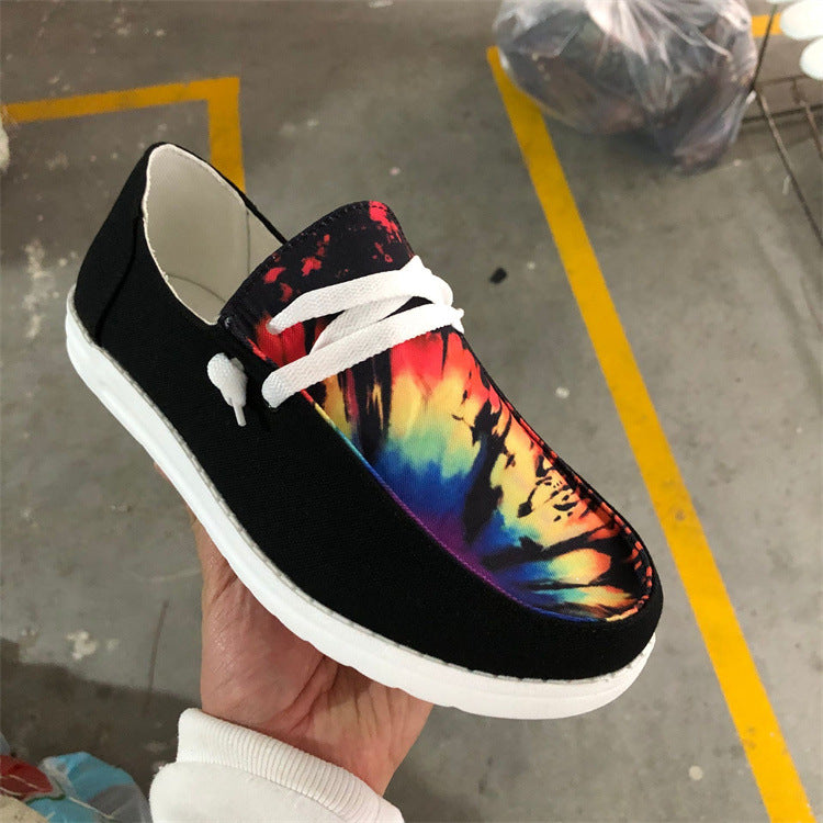 Canvas Shoes Patchwork Flats Shoes Running Walking Sneakers Women