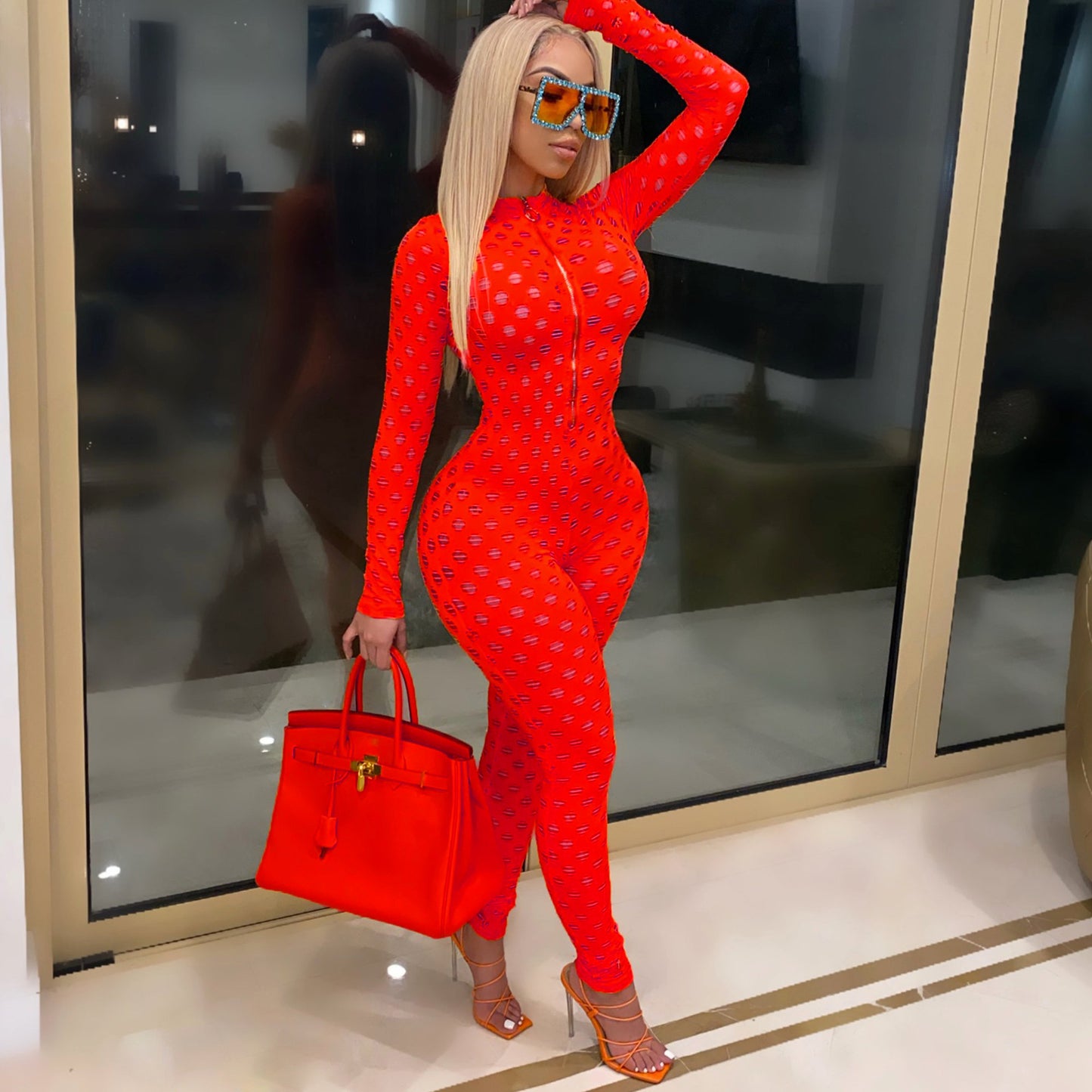 Fashion Sexy Hollow See Through Slim Fit Jumpsuit - Oh, That's Cute!