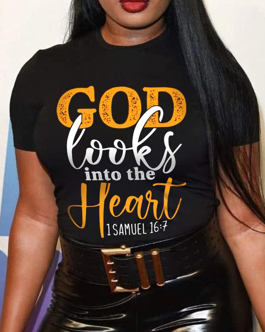 Plus Size Pray Print Short Sleeve Casual T-shirt