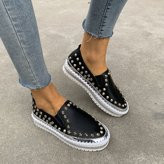 Fashion Rivet Shoes Flat Sneakers Women