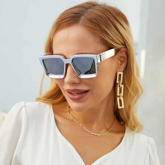 Diamond-studded Big Square Sunglasses Women - Oh, That's Cute!