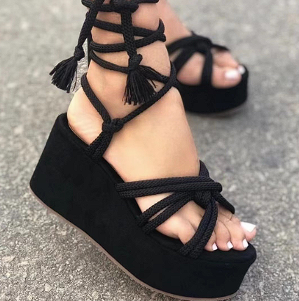 Summer Women Wedges Shoes High Heel Strappy Sandals - Oh, That's Cute!